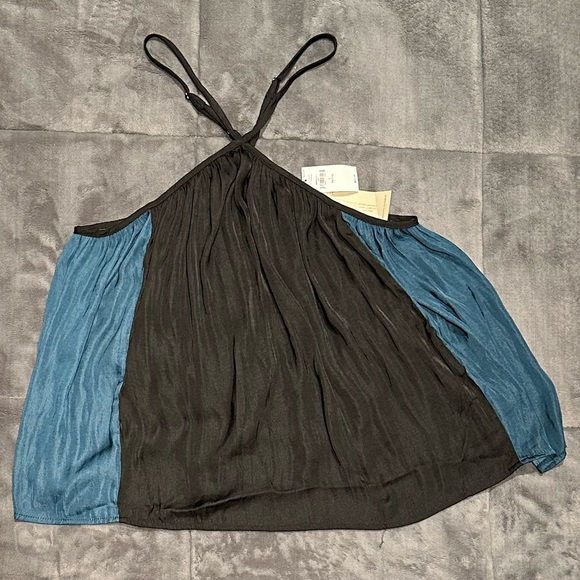 NWT Banana Republic Factory colorblock swing tank black teal petite small PS - Picture 2 of 6